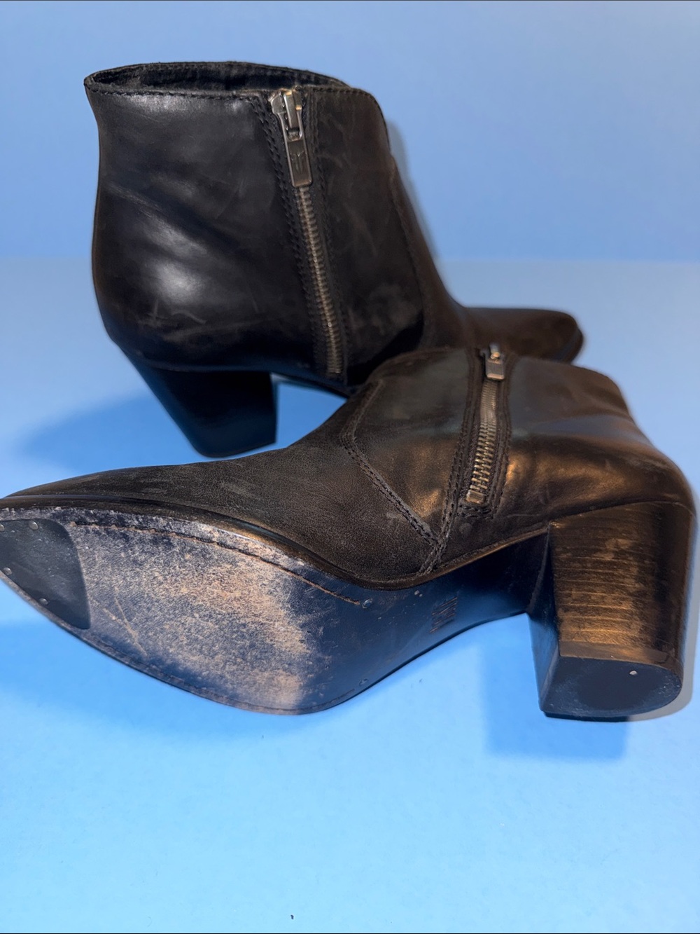 Frye Black Pointed Toe Leather Ankle Booties - Picture 4 of 5